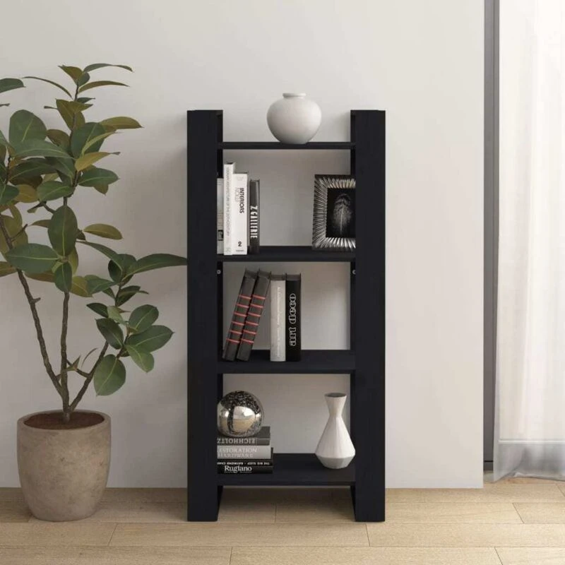 Image of VIDAXL Vidaxl - Book Cabinet/Room Divider Black 60x35x125cm Solid Wood 8720286905265
