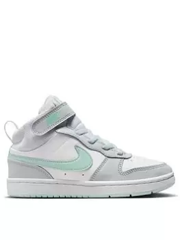 Image of Nike Court Borough Mid Kids Girls Trainers - Purple/White/Green, Size 10