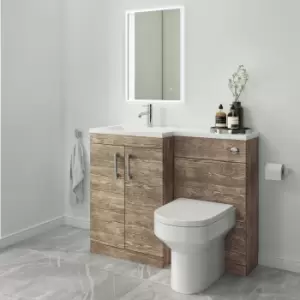 Image of 1090mm Wood Effect Toilet and Sink Unit Left Hand Chrome Fittings - Ashford