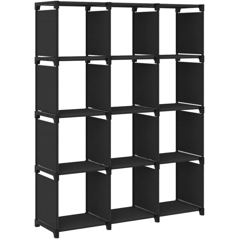 Image of VIDAXL 12-Cube Display Shelf Black 103x30x141cm Fabric vidaXL 8720286042717