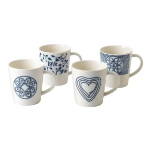 Image of Royal Doulton Ellen DeGeneres Blue Love Mugs Set of 4 Blue