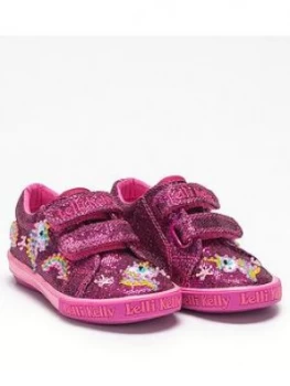 Image of Lelli Kelly Girls Abigail Unicorn Strap Shoes - Purple Glitter, Purple Glitter, Size 1 Older