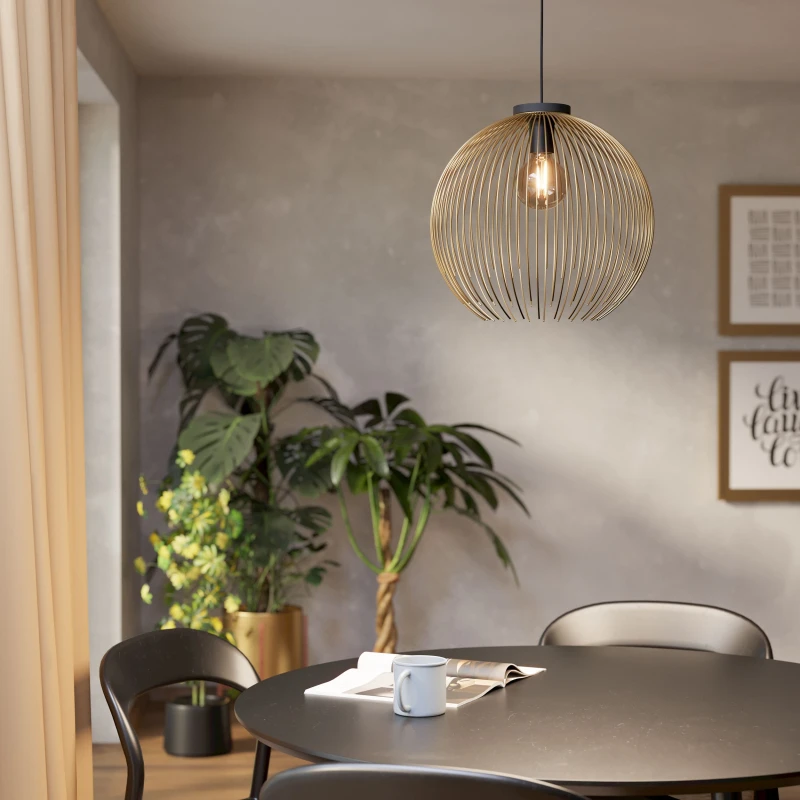 Image of EGLO Eglo Venezuela Gold Steel Pendant Light in Black One Size Unisex 9008606282265