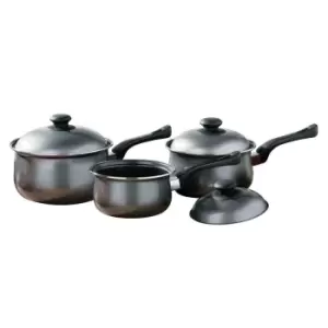 Image of Interiors By Ph 3 Piece Pan Set, Non-stick Carbon Steel, Bakelite Handles - Silver