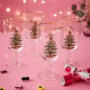 Image of Christmas Tree Set of 4 Goblets Clear