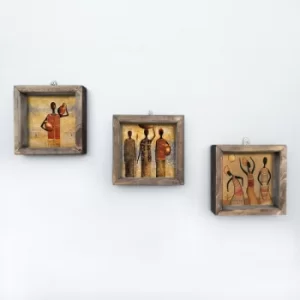 Image of UKZM012 Multicolor Decorative Framed MDF Painting (3 Pieces)