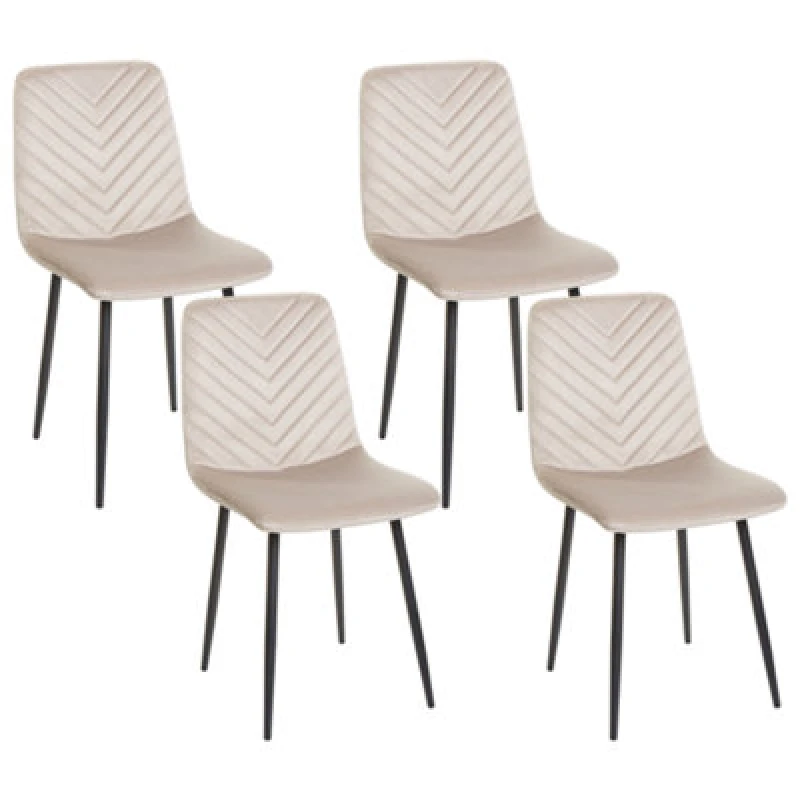 Image of Beliani Set Of 4 Dining Chairs Havre Velvet Beige