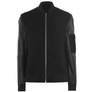 Image of Hugo Boss Lunis Leather Bomber Jacket Black Size L Men