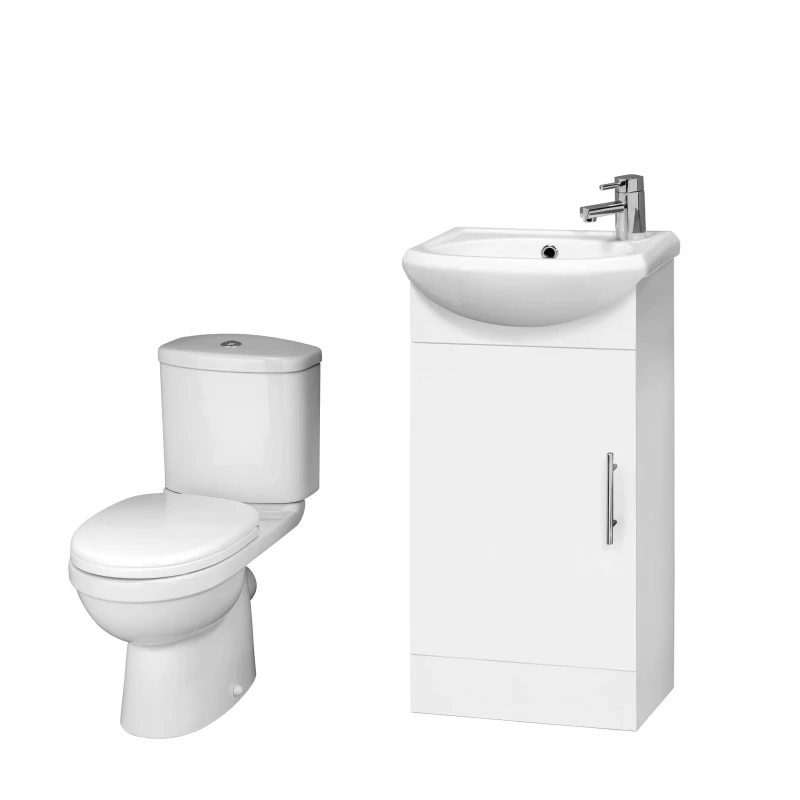 Image of Balterley Cloakroom Suite Vanity Unit Toilet and Toilet Seat Gloss White White