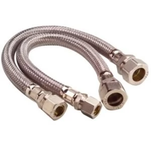 Image of Monobloc flexible tap connector Dia15mm Dia12mm L300mm Pack of 2