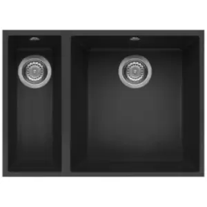 Image of 1.5 Bowl Undermount Black Kitchen Sink - Reginox Quadra