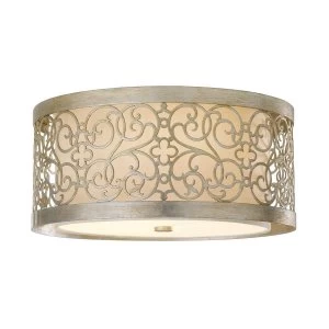 Image of 2 Light Flush Ceiling Light Silver Leaf, E27