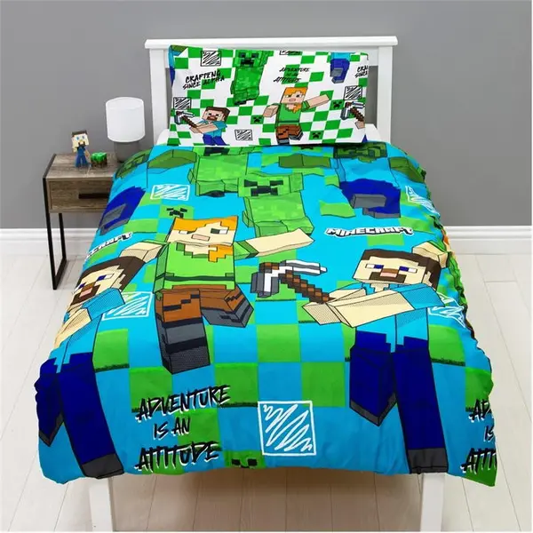 Image of Minecraft Minecraft Drawn 91 Single Rotary Duvet Cover Set Duvet Cover Sets Single Blue 77985718010