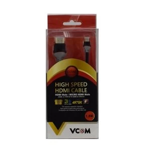 Image of VCOM HDMI 1.4 (M) to HDMI Mini 1.4 (M) 1.8m Grey Retail Packaged Display Cable