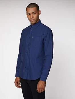 Image of Ben Sherman Long Sleeved Oxford Shirt - Cobalt Size S, Men