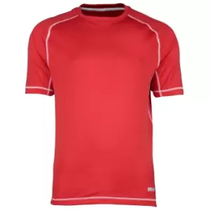 Image of Rhino Mens Mercury Breathable Performance Sports T-Shirt (S) (Red/White Stitching)