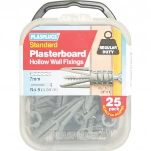 Image of Plasplugs Plasterboard Hollow Wall Fixings Pack of 25