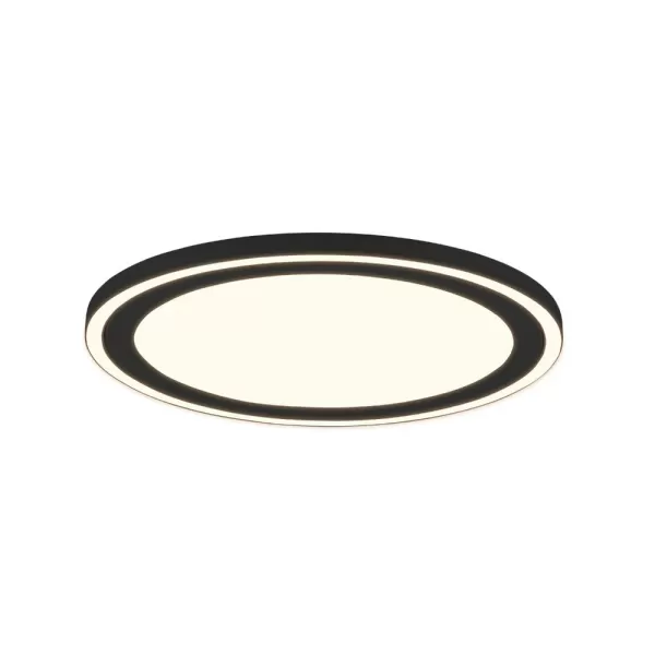 Image of Carus Modern 43cm Round LED Semi Flush Light Black Matt 3000K