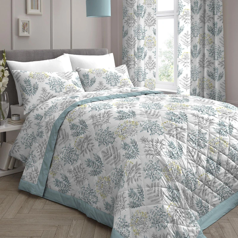 Image of Emily Quilted Bedspread Duck Egg (Blue)