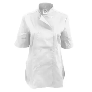 Image of Dennys Womens/Ladies Short Sleeve Fitted Chef Jacket (2XL) (White)