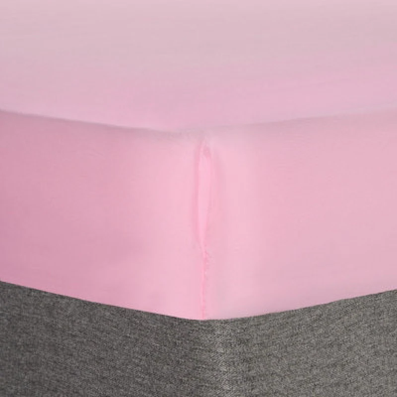 Image of OHS OHS Plain Dyed Non-Iron Fitted Bed Sheet in Pink Size: Double Fitted Pink Double Fitted Unisex 5027434190409