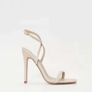 Image of Missguided Square Toe Barely There Heels - Nude