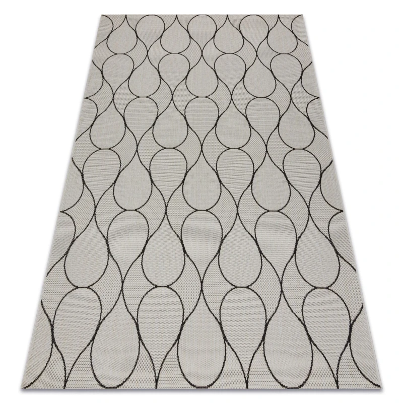 Image of RugsX Carpet Sisal Flat 49379960 Drops Cream / Black 140X200 Cm