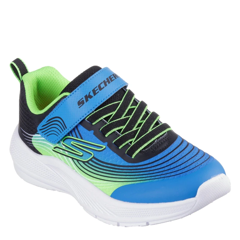 Image of Skechers Boys Microspec Advance Trainers UK Size 4 (EU 21) Blue Lime SKE2385-BLLM-4