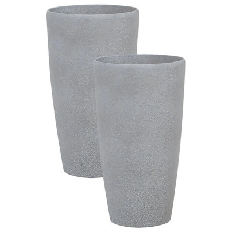 Image of Beliani Set Of 2 Plant Pots Abdera 31cm Grey