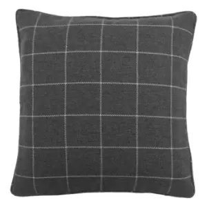 Image of Ellis Windowpane Check Cushion Grey / 45 x 45cm / Polyester Filled