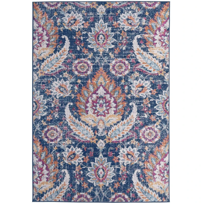 Image of THE RUGS Marrakech Multicolour Distressed Floral Large Area Rug & Runner 420 Size: 120cm x 170cm Multicolor Unisex 120cm x 170 cm