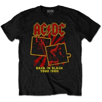 Image of AC/DC - Back in Black Tour 1980 Unisex Medium T-Shirt - Black