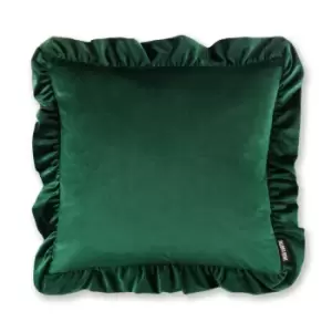 Image of Velvet Ruffle Filled Cushion 43x43cm