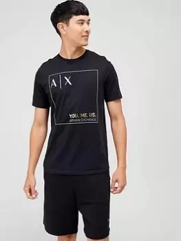 Image of Armani Exchange AX You, Me, Us Box Logo T-Shirt - Black, Size XL, Men