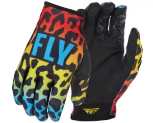 Image of FLY Racing Lite S.E. Exotic Gloves Red Yellow Blue S