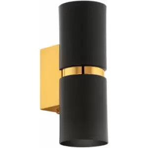 Image of Loops - Wall Light 2 x Black Shades Gold Banding & Back Plate Bulb GU10 2x3.3W Included