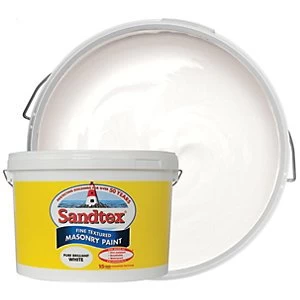 Image of Sandtex Fine Textured Masonry Paint - Pure Brilliant White 10L