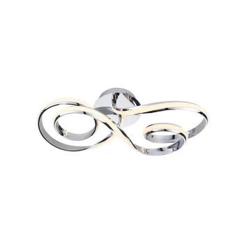 Image of Endon Lighting Aria - Integrated LED Semi Flush Chrome Effect Plate & Matt White Silicone 1 Light Dimmable IP20