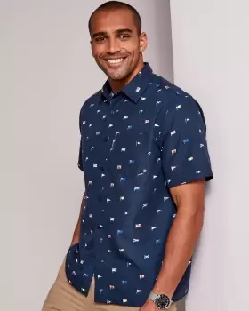 Image of Cotton Traders Mens Supporters Short Sleeve Soft Touch Shirt in Blue