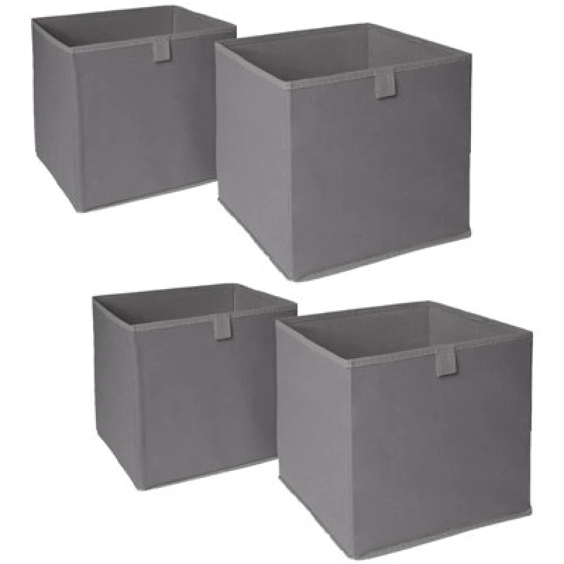 Image of OHS OHS Pack of 4 Plain Folding Storage Boxes in Charcoal Charcoal One Size Unisex 5027434163236