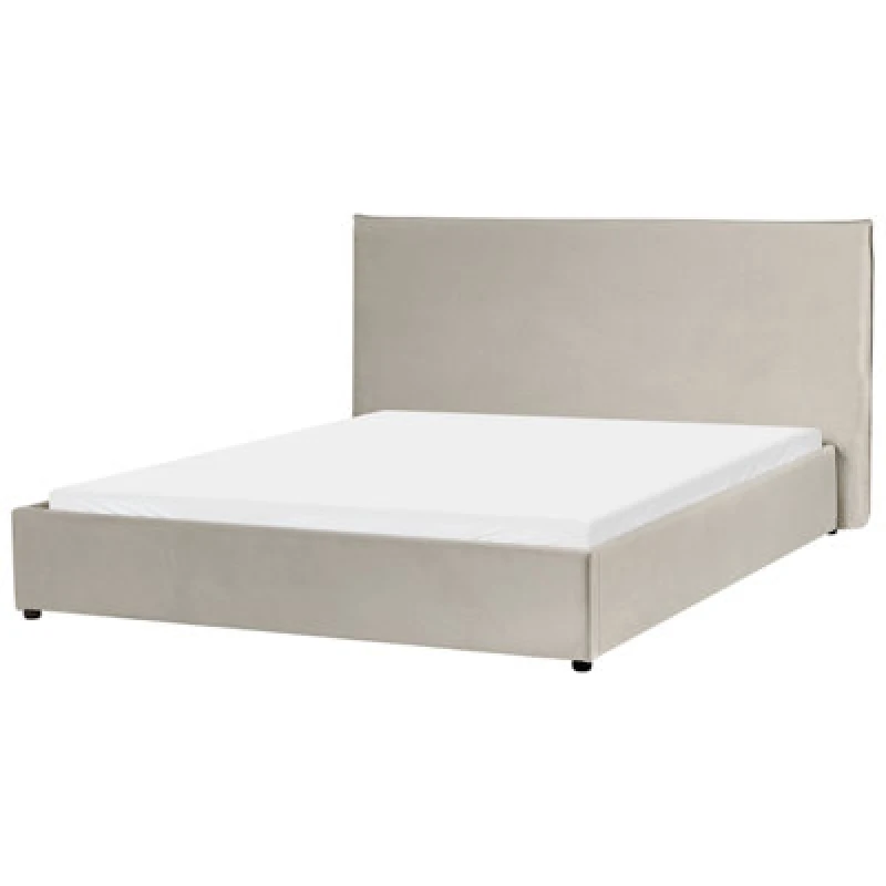 Image of Beliani Bed Velvet Lavaur 160 X 200 Cm (Eu King Size) Taupe