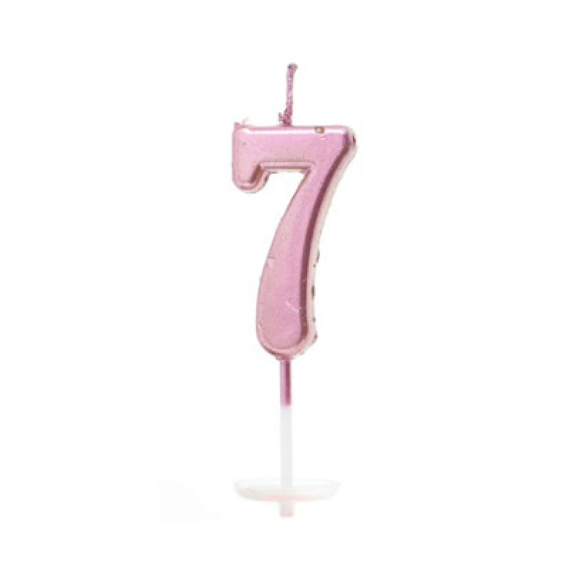 Image of Shatchi Number Candle Pink 7 Candle Birthday Anniversary Party Cake Decorations Topper Pink unisex