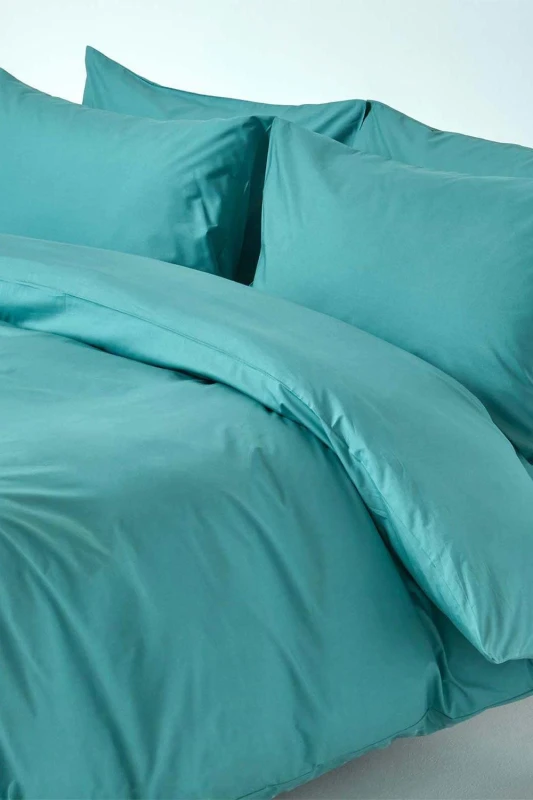 Image of Homescapes Teal Egyptian Cotton Duvet Cover With Pillowcases 200 Tc, Super King