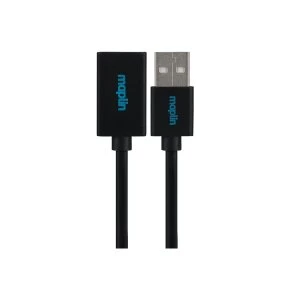 Image of Maplin Premium USB-A 2.0 Extension Cable - Black, 3m