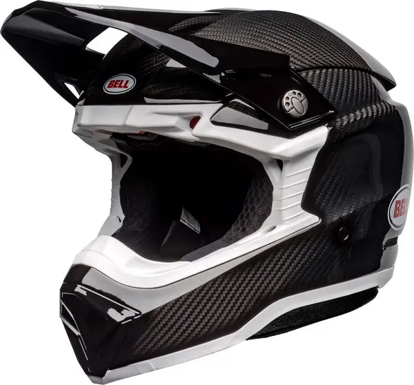 Image of Bell Moto-10 Spherical Solid Gloss Black White Full Face Helmet 2XL