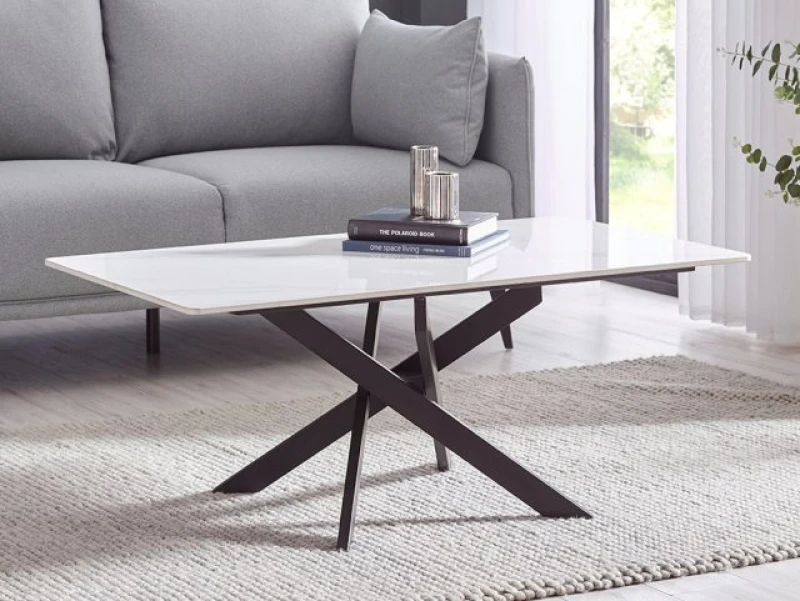 Image of Julian Bowen Bradley White Marble Coffee Table