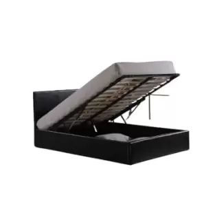 Image of Modernique Black 6ft Ottoman Super King Sized Storage Bed Faux Leather In Black