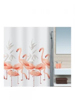 Image of Spirella Flamingo Shower Curtain 180 X 180Cm