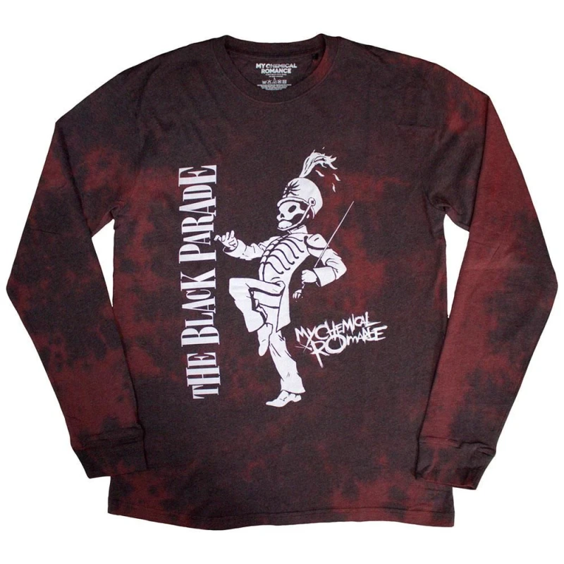 Image of My Chemical Romance My Chemical Romance Men The Black Parade March Washed Long-Sleeved T-Shirt in Red Size: Medium Red M Male 5063806635505
