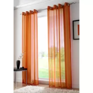 Image of Orange Eyelet Ring Top Voile Curtain Panel 59x54 - Multicoloured